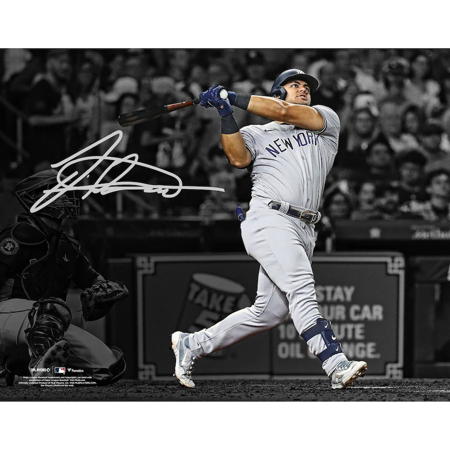 Jasson Dominguez Signed New York Yankees 11" x 14" Home Run Spotlight Photograph (Fanatics)