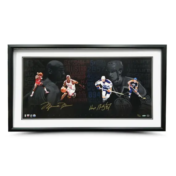 Michael Jordan & Wayne Gretzky Framed Signed  “Undisputed Icons” 36x18 (Upper Deck)
