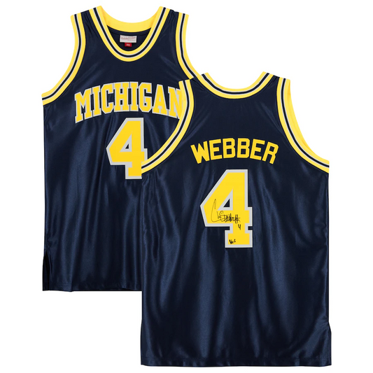 Chris Webber Michigan Wolverines Signed Navy 1991-92 Mitchell & Ness Authentic Jersey with "Fab Five" Inscription(Fanatics)