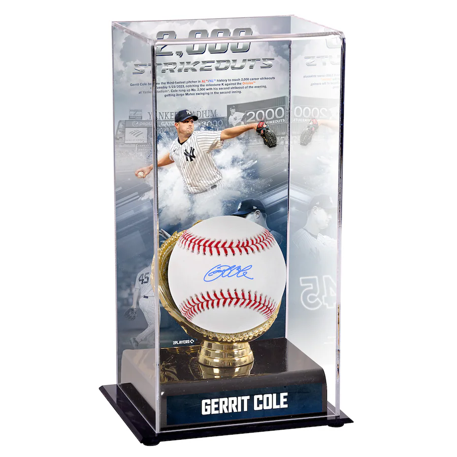 Gerrit Cole Signed New York Yankees Baseball and 2,000 Career Strikeouts Gold Glove Display Case with Image (Fanatics)