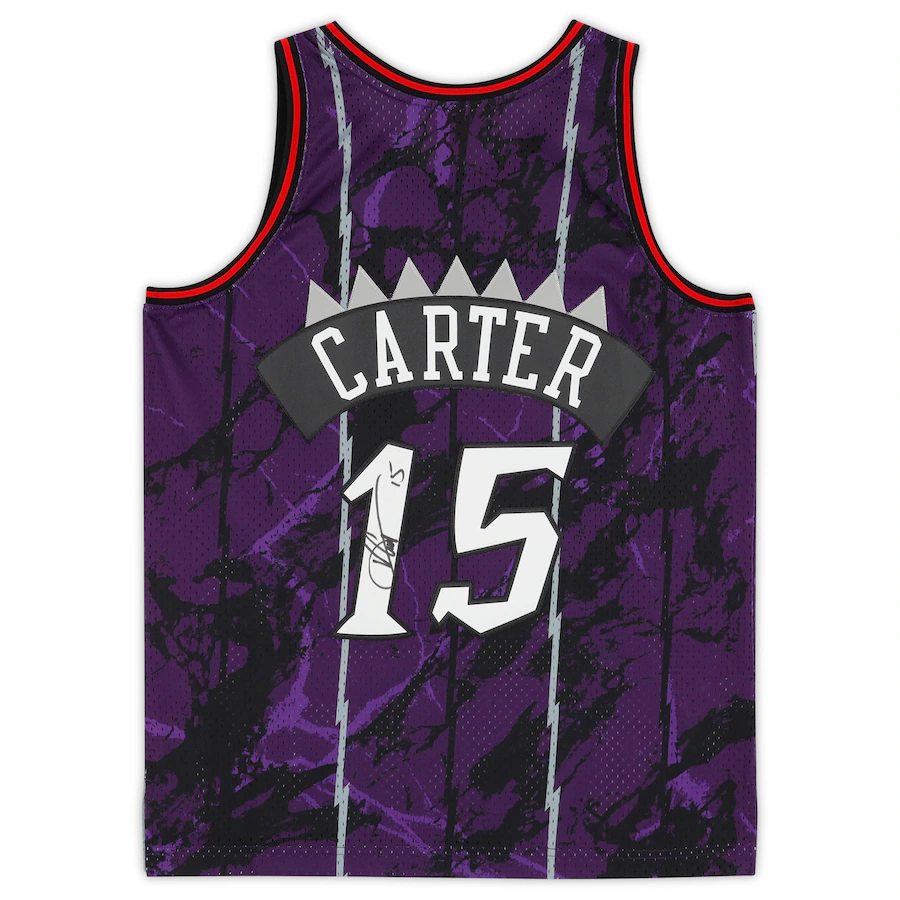 Vince Carter Signed Toronto Raptors Autographed Purple Marble Mitchell & Ness 1998-1999 Swingman Jersey (Fanatics)