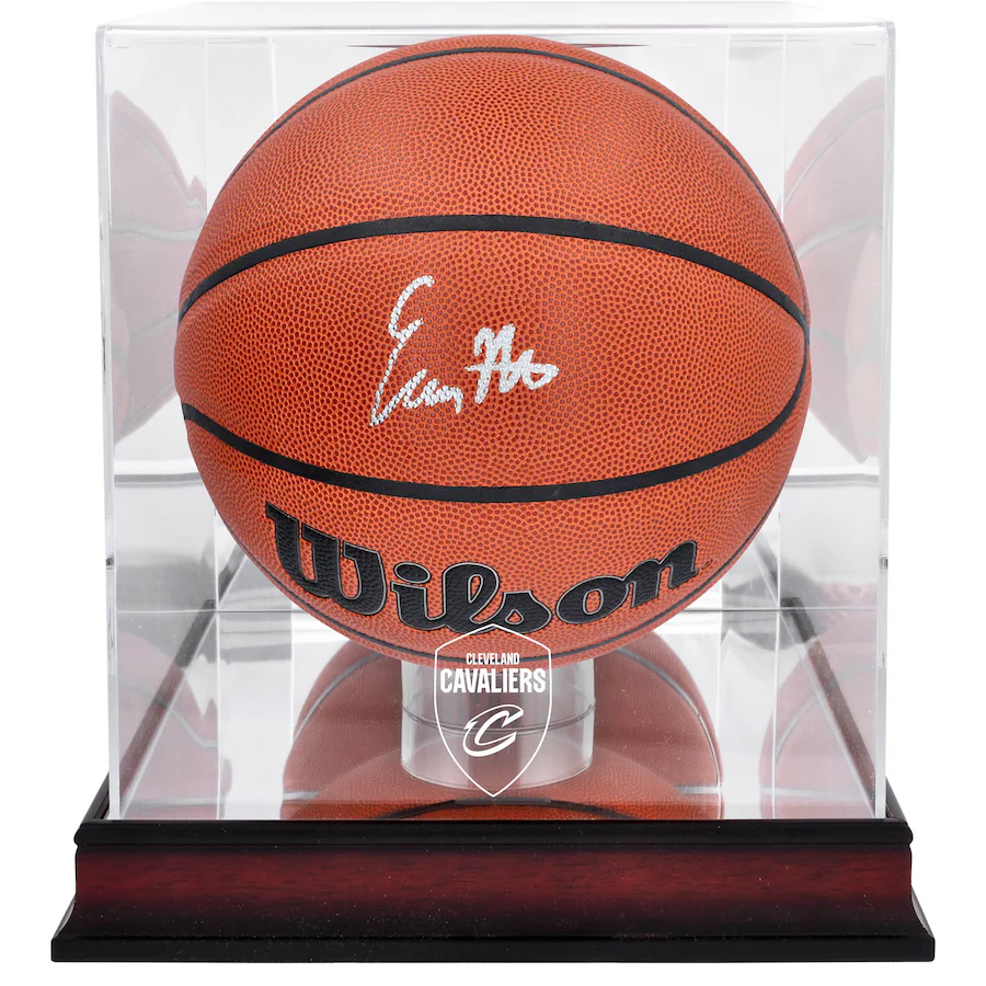 Evan Mobley Signed Cleveland Cavaliers  Wilson 2022 Replica Basketball with Mahogany Team Logo Display Case (Fanatics)