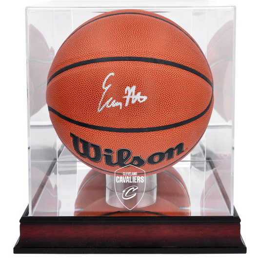 Evan Mobley Signed Cleveland Cavaliers  Wilson 2022 Replica Basketball with Mahogany Team Logo Display Case (Fanatics)