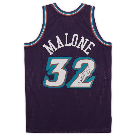 Karl Malone Signed Utah Jazz  Purple Mitchell & Ness 1996-97 Road Swingman Jersey (Fanatics)